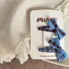 Nueva Pinza para el Cabello de Niña con Lazo de Cuadros Azules y Flor, Pinza Lateral, Pinza para el Flequillo