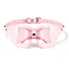 Set de moño rosa brillante de cuero para accesorios SM eróticos, esposas para entrenamiento de sirvienta, productos para adultos venta al por mayor de fábrica y entrega