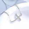 Colar de cruz de diamantes em prata de lei S925, totalmente cravejado, corrente para clavícula feminina de temperamento fashion, joias de prata, fabricantes, atacado