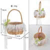 Cesta de Flores de Encaje de Ratán para Boda, Cesta para Esparcir Pétalos de Flor para la Dama de las Flores, Cesta de Regalo para la Dama de Honor, Cesta de Frutas, Suministros para Bodas