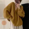 Novo Cardigã de Tricô Slimming Estilo Preguiçoso Solto Outono e Inverno Agulha Grossa Tamanho Grande Manga Longa Feminino Suéter Macio Cera Jaqueta Feminina