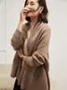 Cárdigan de Punto de Cachemira con Cuello en V para Mujer, Otoño e Invierno, de Longitud Media, sin Botones, con Bolsillo, Holgado, Estilizador, Estilo Casual