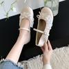 Zapatos Mary Jane Ligeros de Una Correa con Suela Blanda para Mujer 2025 Otoño e Invierno Nuevo Estilo Borde de Encaje Populares Lindos Elegantes Lazo