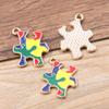 Oro de 8 Quilates Aleación DIY Joyería Color Contrastante Colgantes Rompecabezas Encanto Autismo Rompecabezas Redondo Corazón Colgantes