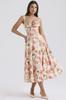 Vestido de verano sexy, ajustado, sin espalda, con tirantes y estilo festivo, con falda de longitud media dividida y estampado floral, estilo transfronterizo europeo y americano.