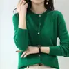 Suéter de punto fino para otoño e invierno, estilo casual, cárdigan nuevo de corte holgado, suéter suave para mujer de manga larga y cuello redondo