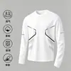 Camiseta esportiva casual masculina de manga longa estampada, moderna para adolescentes, adequada para todas as estações, gola redonda, top básico de manga longa