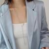 Colar Retangular Longo Casual e Acessível com Recortes Corrente para Suéter Feminino Tendência Ins Design que Não Desbota Alto Padrão