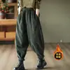 Novas Calças Harem da Moda 2026 Femininas Roxas, Forradas com Fleece e Espessadas, Tamanho Grande, Emagrecedoras, Casuais