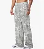 Pantalones Deportivos Americanos de Moda Transfronterizos de Pierna Ancha Rectos Casuales Fitness Sueltos Estampados Camuflaje Pantalones para Correr para Hombre