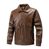 Chaqueta de Cuero para Hombre Estilo Retro Americano, Tendencia Primavera y Otoño, Holgada, Casual, Fresca, Biker, Abrigo Cortavientos