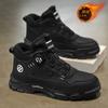 Zapatos de Invierno para Hombre Botas de Caña Alta Forradas de Lana Estilo Británico Retro Zapatos de Algodón Engrosados Cálidos Botas de Trabajo de Suela Gruesa