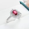 Anillo de Zircón Rojo Estilo Corte Vintage para Mujer, Joyería Popular de Exportación Europea y Americana, Anillo con Forma de Mariposa de Diamante de Color para Mujer