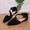 Estilo Novo Inverno 2025 Bico Fino Baixo Camurça Tira Cruzada Versátil Sapatos de Salto Único Direto do Fabricante Exportação Transfronteiriça Sapatos Femininos
