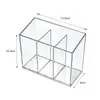 Caja de almacenamiento transparente transfronteriza para brochas de maquillaje y lápices de cejas, portalápices giratorio de 3 compartimentos, organizador y caja de almacenamiento de papelería para escritorio