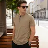 Nueva Camiseta Polo de Manga Corta de Color Sólido con Cuello Alto Abotonado de Verano para Hombre, Transfronteriza Europea y Americana de Amazon, Camiseta Casual