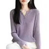 Camiseta de Punto de Cuello en V Otoñal para Mujer 2026 Nuevo Estilo Primavera y Otoño Ropa Interior Superior Suéter Elegante para Mujer Tallas Grandes Otoño e Invierno