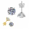 Aretes de Tachuela de Cuatro Garras, Pendientes de Plata S925 de Venta Caliente Transfronteriza, Estilo Clásico Simple y de Moda, Versátiles Pendientes de Moissanita Chapados en Oro de 18 Quilates
