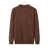 Suéter de tricô grosso para outono e inverno [Estilo Old Money] Suéter juvenil com gola redonda, peça superior espessa e quente, suéter de tricô