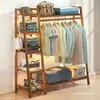 Cabideiro Doméstico de Chão, Cabide Simples, Guarda-Roupa de Quarto de Pé, Prateleira Multifuncional de Armazenamento para Roupas no Quarto