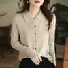 Nuevo Cárdigan de Punto para Mujer Otoño/Invierno 2026, Suéter Corto Fino con Cuello POLO, Camisa Base, Top, Abrigo de Cuello Solapa