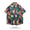 Camisa Floral Estilo Tailandês Praia de Bangkok, Manga Curta, Roupa Unissex para Casal, Camisa Solta Retro Cool de Secagem Rápida para o Festival Songkran