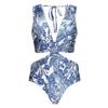 Explosiones Europeas y Americanas 2024 Traje de Baño para Mujer Azul Libélula con Volantes y Conjunto de Falda Paraguas