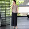 Conjunto de Duas Peças de Chiffon Elegante Sem Mangas para Mulheres de Meia-Idade e Idosas, Roupa de Verão para Mãe de Meia-Idade, Design de Verão, 50 Anos