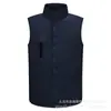 Chaleco de Algodón Relleno con Cuello Alto, Ropa de Trabajo, Chaleco de Voluntario, Chaqueta de Uniforme de Trabajo, Venta al por Mayor de Fábrica, Color Sólido, Estilo de Chaleco Simple