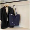Bolso Tote Rayado de Doble Cara para Mujer, Bolso de Hombro Casual de Gran Capacidad, Moda Estilo Americano para el Trabajo