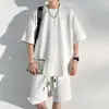 Camiseta de manga corta y pantalones cortos para hombre, traje de verano, moderno, holgado, informal, talla grande, para hombre gordo