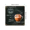 Letrero de hojalata vintage personalizable para café, forma cuadrada, 20x30cm, letrero de metal para decoración de pared de cafetería o bar