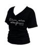 Camiseta Impresa de Manga Corta con Cuello en V, Versátil y de Moda, Talla Grande para Mujer, Nuevo Estilo de Verano, Ceñida a la Cintura, Adelgazante, Top Simple Americano