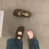 Zapatos Mao Mao para Mujer Ropa de Abrigo Otoño e Invierno 2024 Nuevos Zapatos de Punta Redonda Estilo Hada de una Sola Capa con Lazo Todo-partido Forrados de Felpa Cálidos Zapatos de Salón de Algodón