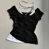 Conjunto de camisetas de manga corta para mujer con estampado de patrón gótico, nuevo de moda de verano europeo y americano, transfronterizo INS, moderno