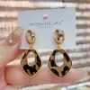 Brincos geométricos estilosos com estampa de leopardo em formato de diamante estilo coreano para mulheres, design único, brincos da moda de influenciadores, acessórios de ouvido versáteis