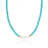 Collar Personalizado de Perlas de Agua Dulce Naturales para Mujer Diseño de Nicho Cadena para Clavícula Turquesa Bohemia Exquisito al por Mayor