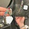 Adequado para Apple Applewatch Watch 38Mm42Mm Pulseira de Smartwatch Pulseira Colorida com Diamante e Pérola Elástica