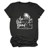 Cree que Hay Bien Amazon Ebay Sitio Independiente Camiseta de Manga Corta con Cuello Redondo de Moda y Elegante para Mujer