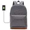 Mochila Elegante de Color Puro Personalizada Gran Capacidad Simple para Estudiante de Secundaria Moda Mochila para Computadora con USB