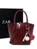 Bolso Cubo Rojo Retro de Gama Alta para Mujer 2025 Otoño e Invierno Nuevo Nicho Bolso de Novia para Boda Bolso Cruzado Portátil para Viajes