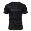 Nueva Camiseta de Manga Corta de Verano 2025 Amazon Transfronterizo Talla Europea Ropa de Rendimiento Cuello Redondo Brillante Camiseta de Manga Corta para Hombre