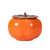 Pote de Chá de Caqui Caqui Tudo Dá Certo Armazém de Chá de Cerâmica Feito à Mão Pote para Armazenar Chá Conjunto de Chá Kung Fu Pote de Caqui
