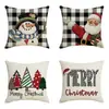 Funda de Almohada Navideña de Lino Nueva de Amazon Transfronteriza Funda de Almohada de Papá Noel Ciervo para el Hogar Funda para Sofá