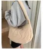 Bolsa de Tela Ligera de Algodón para Mujer para Otoño e Invierno Transfronteriza, Diseño Plegado, Bolso Tipo Dumpling Moderno y Sencillo para el Trabajo, Bolso de Hombro Cruzado de Tela