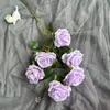 Ramo Alto Simulado 6 Cabeças Rosa Redonda Pequena Rosa Namorada Buquê Artificial de Seda Falsa Ornamentos de Flores de Casamento Flores de Plástico