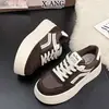 Zapatos de Lona con Cordones de Piel Genuina 2026 Otoño/Invierno Nuevos Versátiles Zapatos para Mujer Suela Gruesa que Aumentan la Altura Zapatos Blancos Zapatos Deportivos Casuales