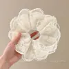 Encaje Francés Anillo para el Cabello de Intestino Grueso para Mujer Sentido de Alta Gama Tamaño Grande Flor para el Cabello Dulce Cuerda para el Cabello Combinable Cuerda para el Cabello