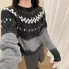Suéter Interno Jacquard Fair Isle Retrô de Alto Padrão para Inverno Rigoroso para Mulheres, Novo Top de Malha Macio e Grosso para Outono e Inverno