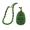 Collar de Jade Verde Ocho Deidades Guardianas Greates Imitación de Vidrio Jade Guanyin Pareja para Hombres y Mujeres, Buda del Año de Nacimiento Collar de Obsidiana